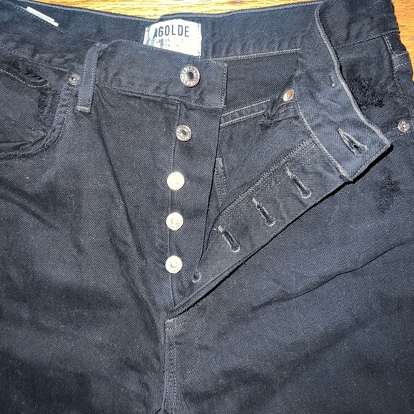 Agolde Riley High Rise Straight Crop in Black - Picture 4 of 6